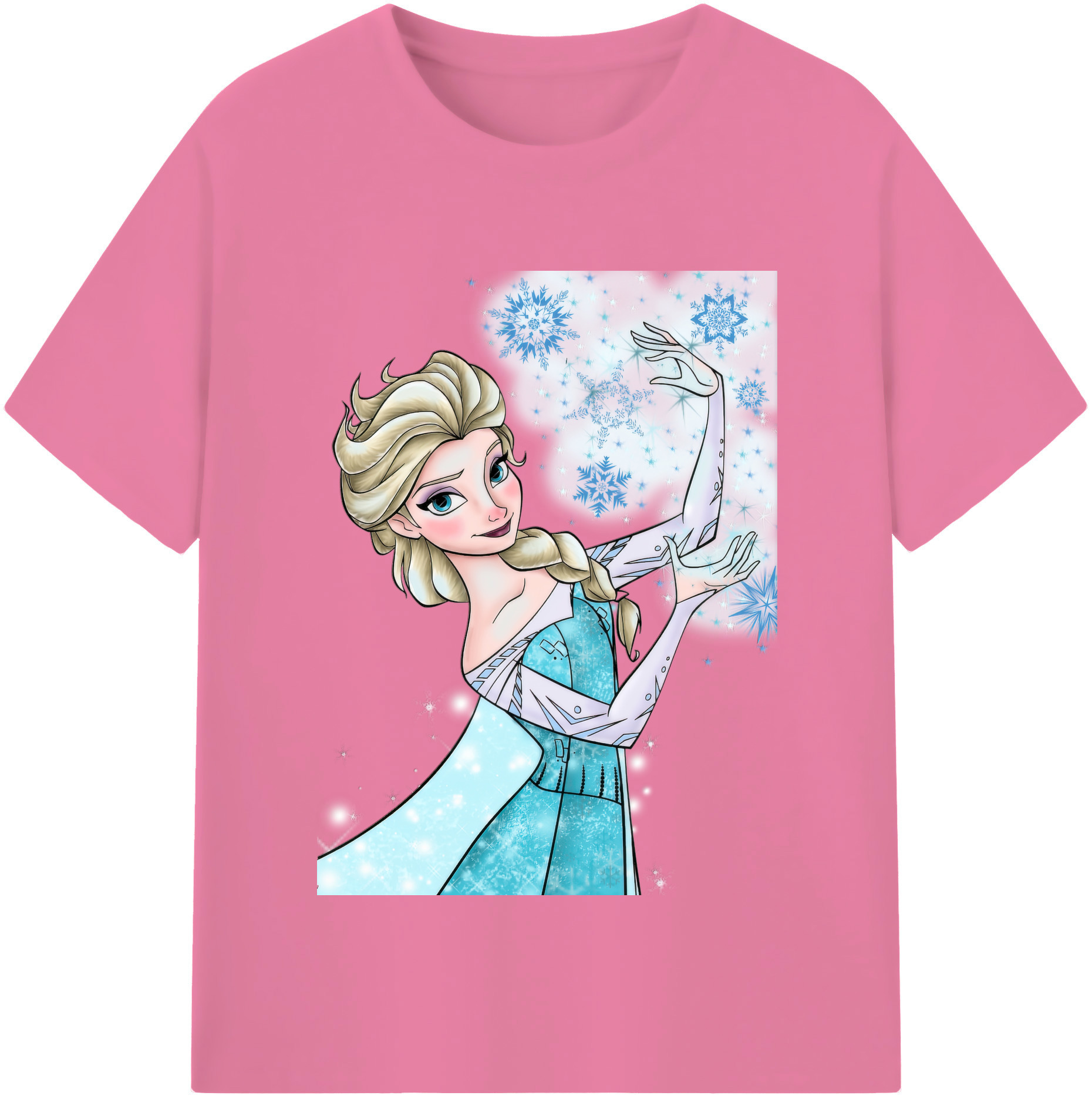 （画像用） アナと雪の女王 アンナ エルサ Frozen Anna Elsa 綿100％半袖Tシャツ（フロントプリント）